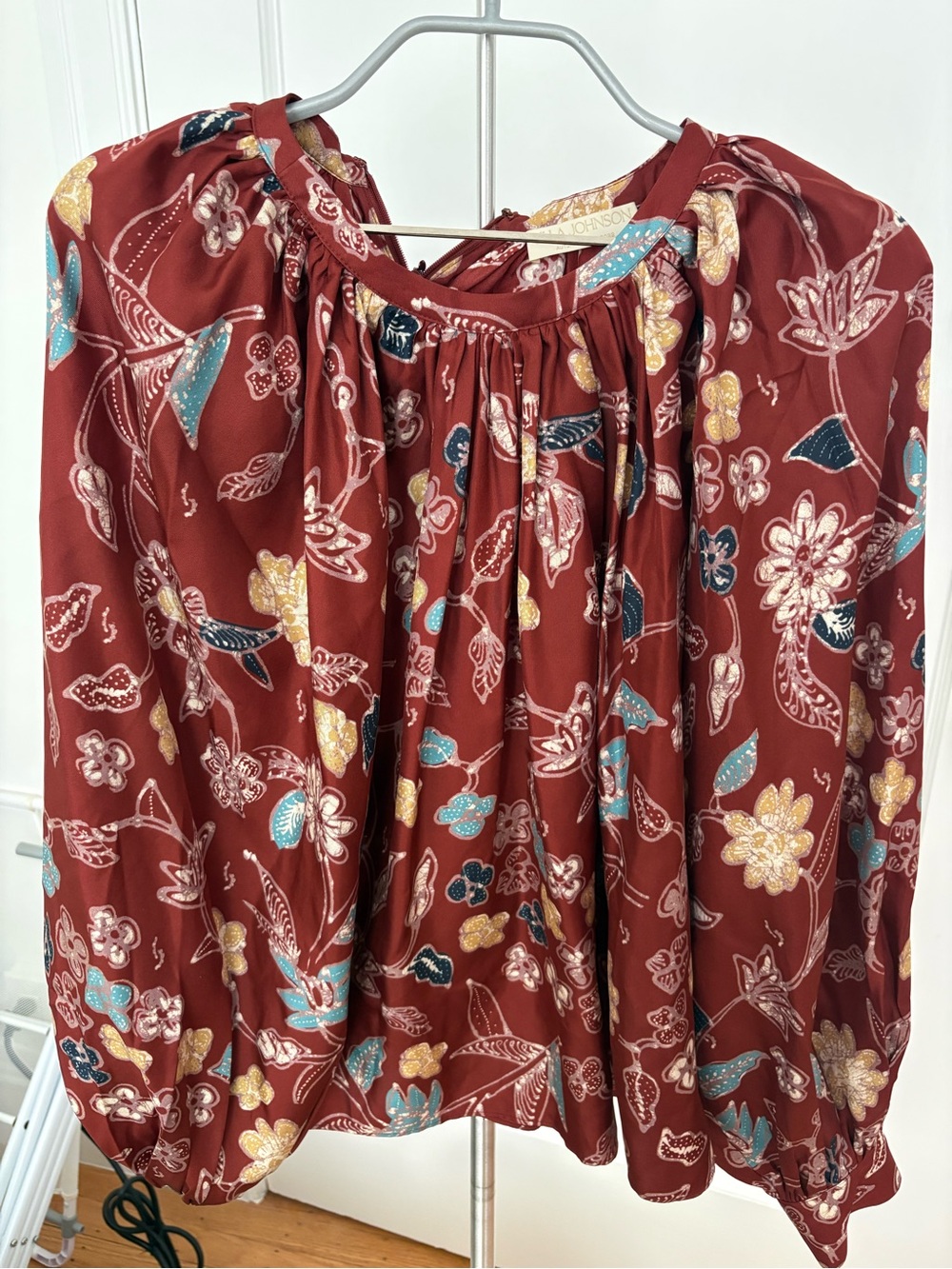 Ulla Johnson Marisol Floral Print Silk Long Sleeve Blouse